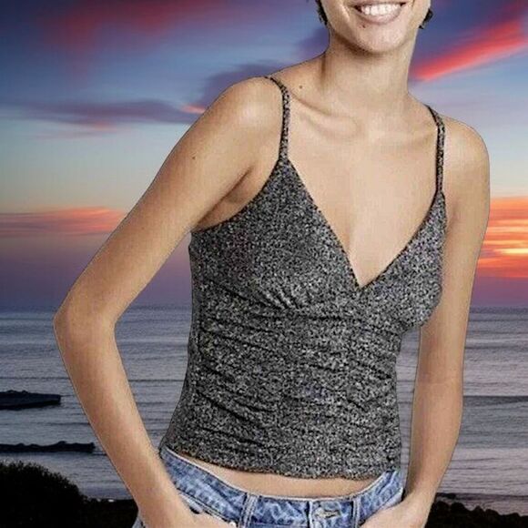 Y2K Coquette Ruched Tank Top XS Crop Corset Cami Goth Glittery Fairy Whimsigoth - Picture 11 of 16